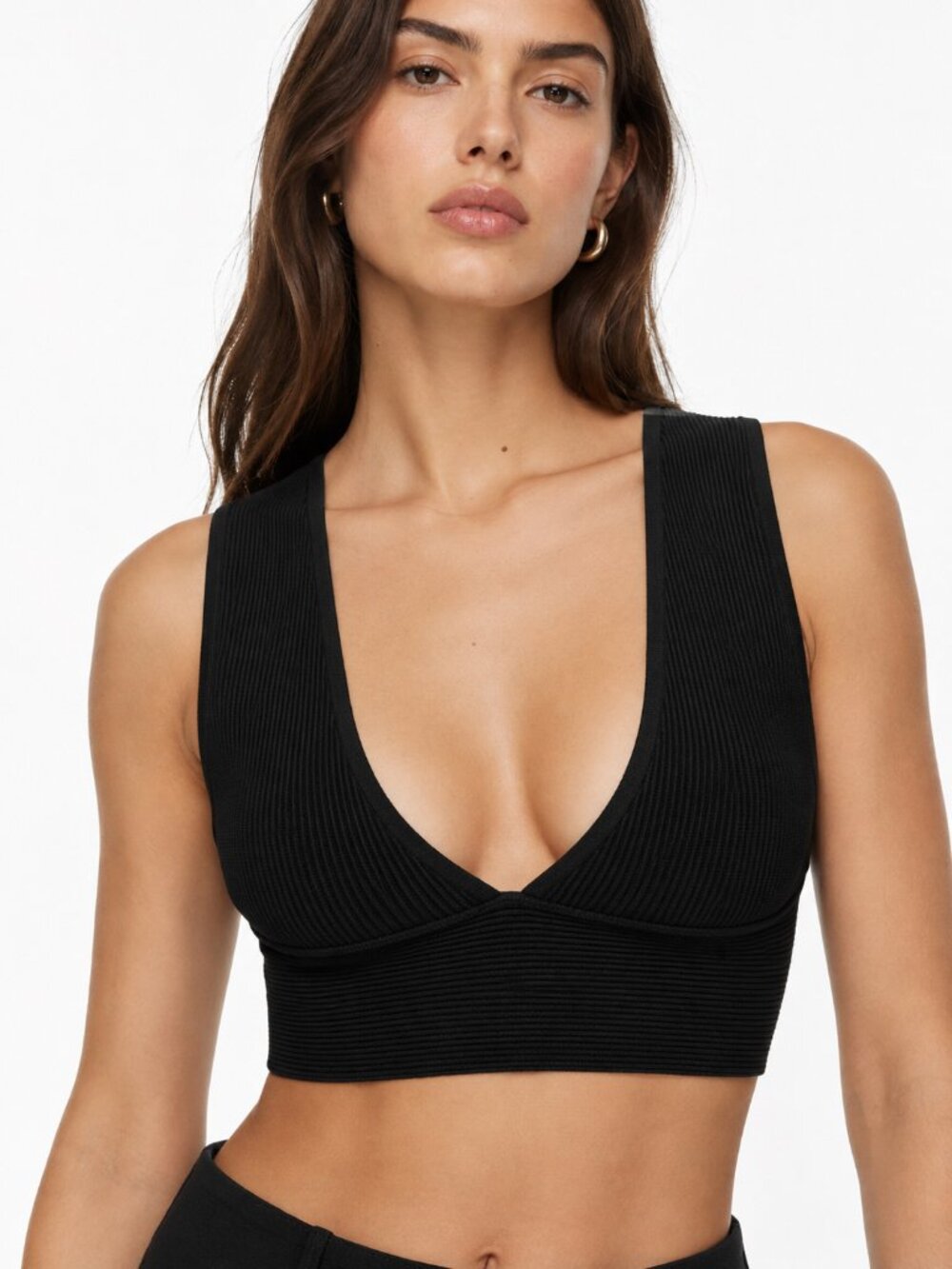 Aritzia Babaton Sculpt Knit Deep V Cropped Tank NWT